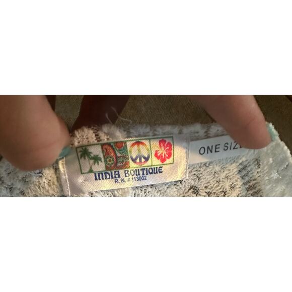 Off White Lace Kimono Vintage Look Embroidered Cloak Beach cover up one size - Picture 6 of 7